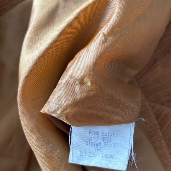 VTG AC Sport Jacket Rust Brown Crinkle Collarless Blazer Women 16W 90s Retro USA - Picture 10 of 11